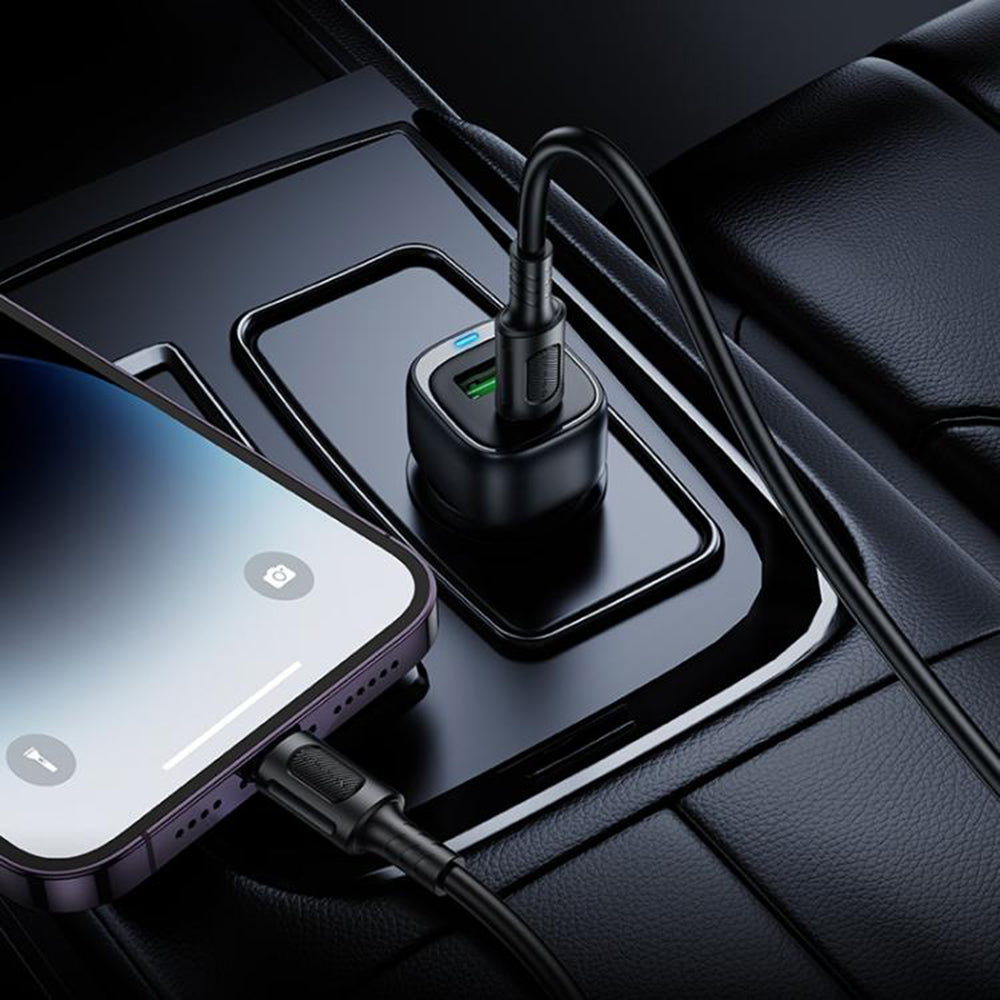 Carregador Auto Borofone BZ34B Cloud, 38W, 3A, 1 x USB-A - 1 x USB-C, Preto