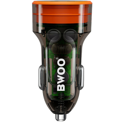 Carregador de isqueiro BWOO BO-CC85, 38W, 3A, 1 x USB-A - 1 x USB-C, preto 