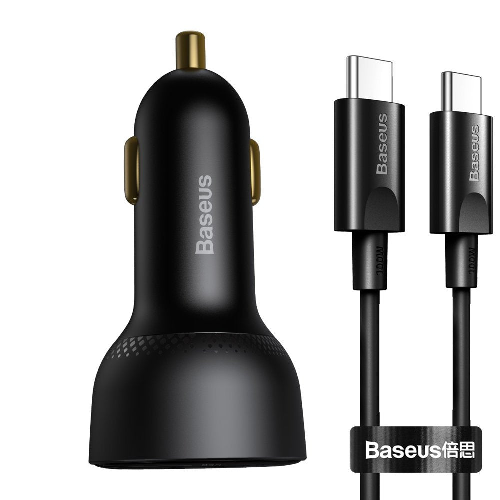 Carregador Automóvel com Cabo USB-C Baseus Superme, 100W, 5A, 1 x USB-A - 1 x USB-C, Preto TZCCZX-01
