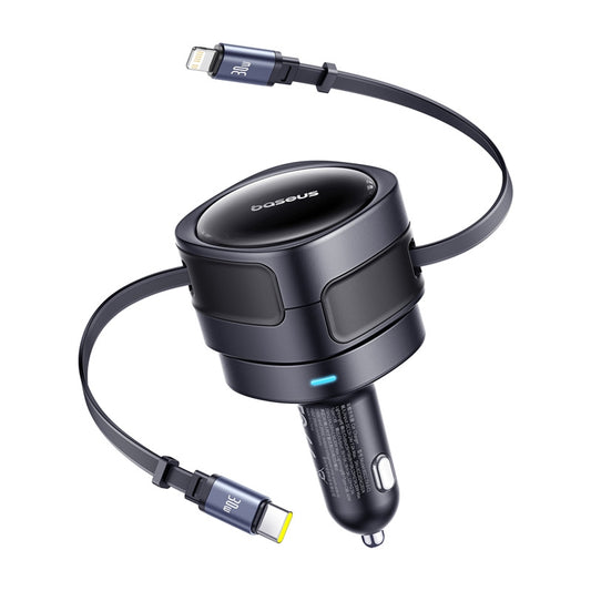 Carregador de Carro com Cabo USB-C / Lightning Baseus Enjoyment Max, 60W, 3A, Preto C00035507121-00