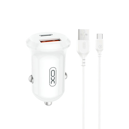 Carregador Automotivo com Cabo USB-C XO Design CC69, 30W, 3A, 1 x USB-A - 1 x USB-C, Branco