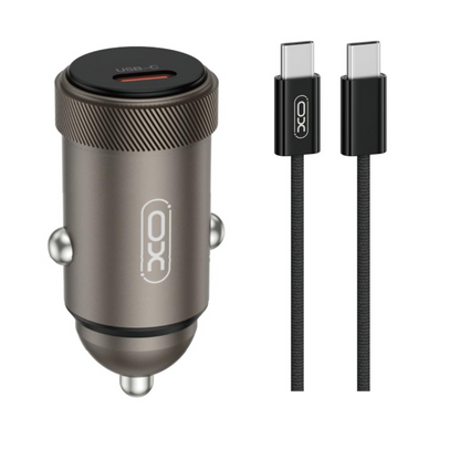Carregador Automóvel Com Cabo USB-C XO Design CC70, 30W, 3A, 1 x USB-C, Preto