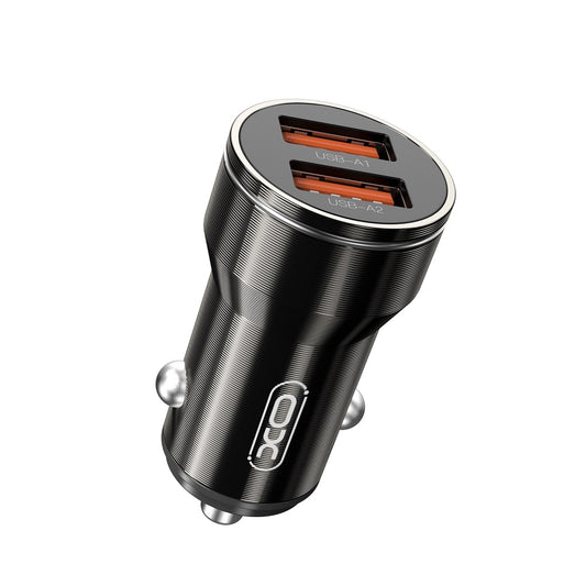 Carregador Automóvel Com Cabo USB-C XO Design CC48, 12W, 2.4A, 2 x USB-A, Cinzento