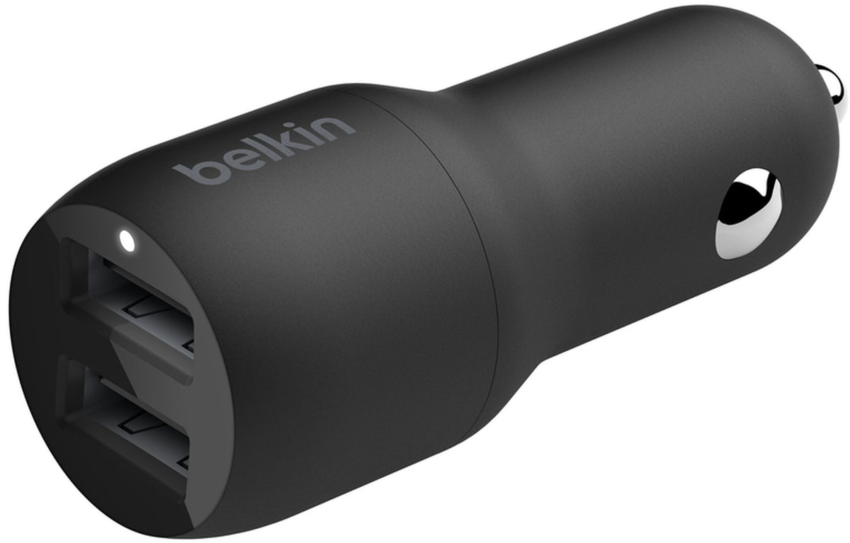 Carregador Automóvel com Cabo Lightning Belkin BoostCharge Dual, 24W, 2.4A, 2 x USB-A, Preto CCD001bt1MBK