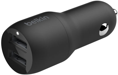 Carregador Automóvel com Cabo Lightning Belkin BoostCharge Dual, 24W, 2.4A, 2 x USB-A, Preto CCD001bt1MBK