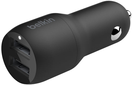 Carregador Automóvel com Cabo Lightning Belkin BoostCharge Dual, 24W, 2.4A, 2 x USB-A, Preto CCD001bt1MBK