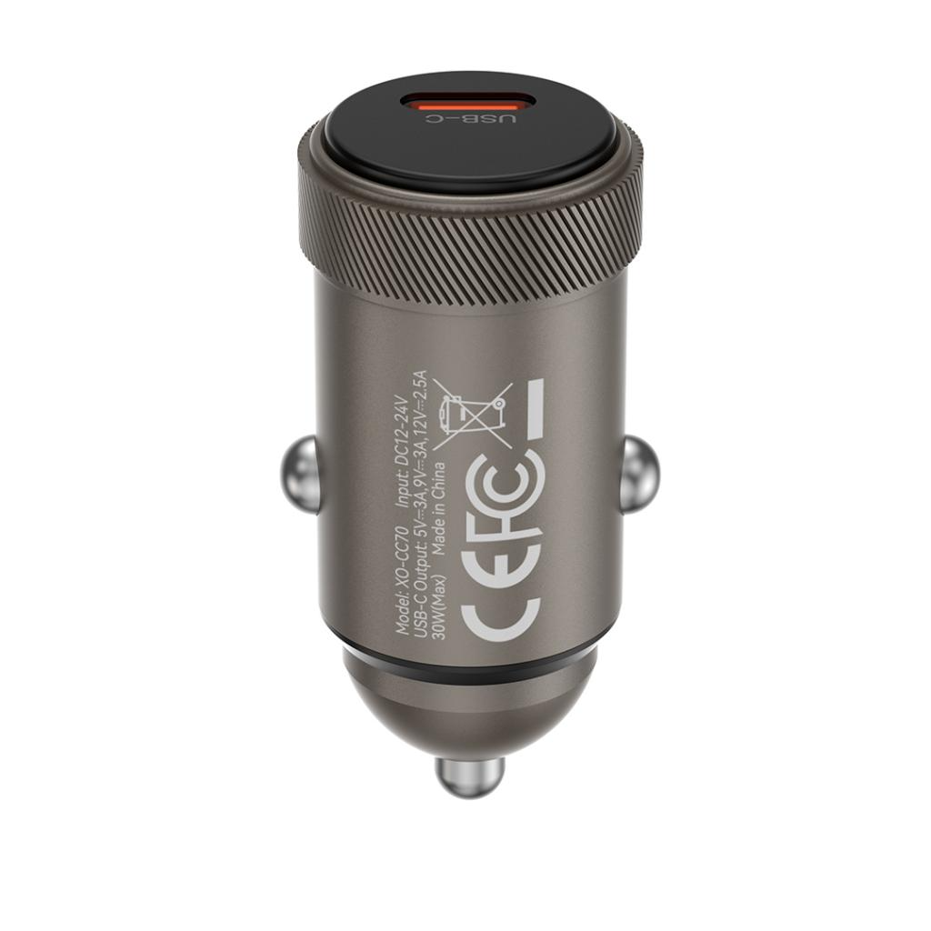 Carregador Automóvel Com Cabo USB-C XO Design CC70, 30W, 3A, 1 x USB-C, Preto