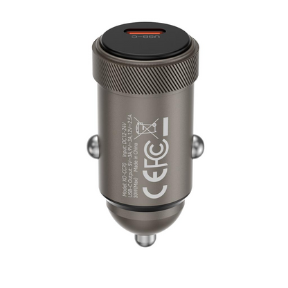 Carregador Automóvel Com Cabo USB-C XO Design CC70, 30W, 3A, 1 x USB-C, Preto