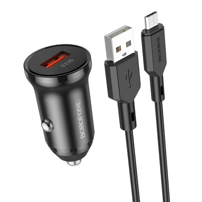 Car Charger with microUSB Cable Borofone BZ18, 18W, 3A, 1 x USB-A, Black