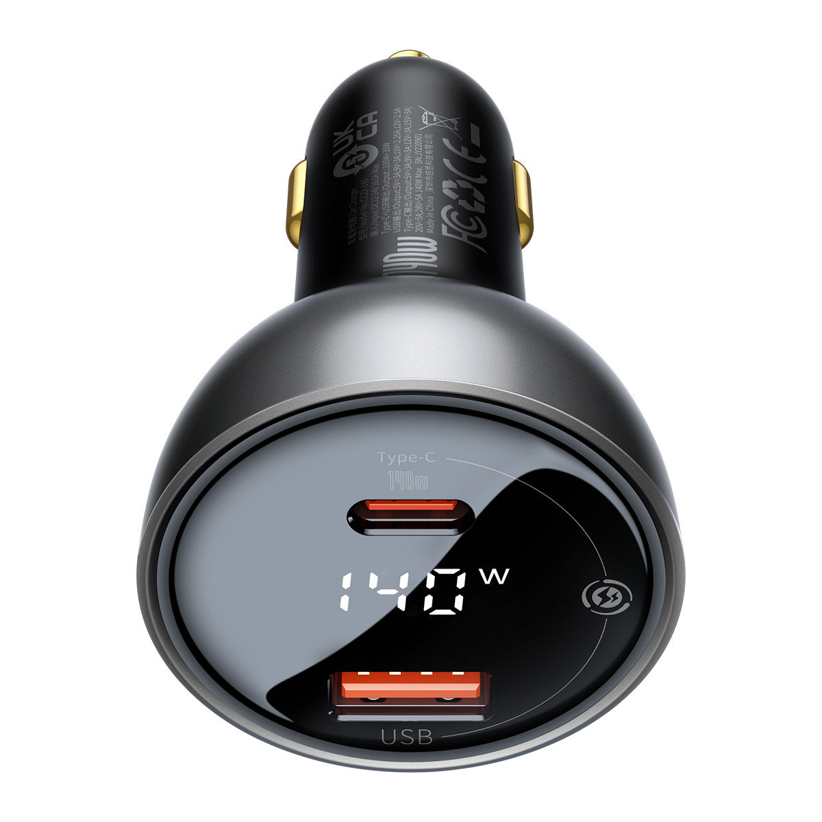 Carregador de Carro com Cabo USB-C Baseus, 140W, 5A, 1 x USB-A - 1 x USB-C, Preto CGZX070001