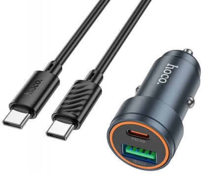 Carregador Automóvel com Cabo USB-C HOCO Z57A, 30W, 3A, 1 x USB-A - 1 x USB-C, Cinzento