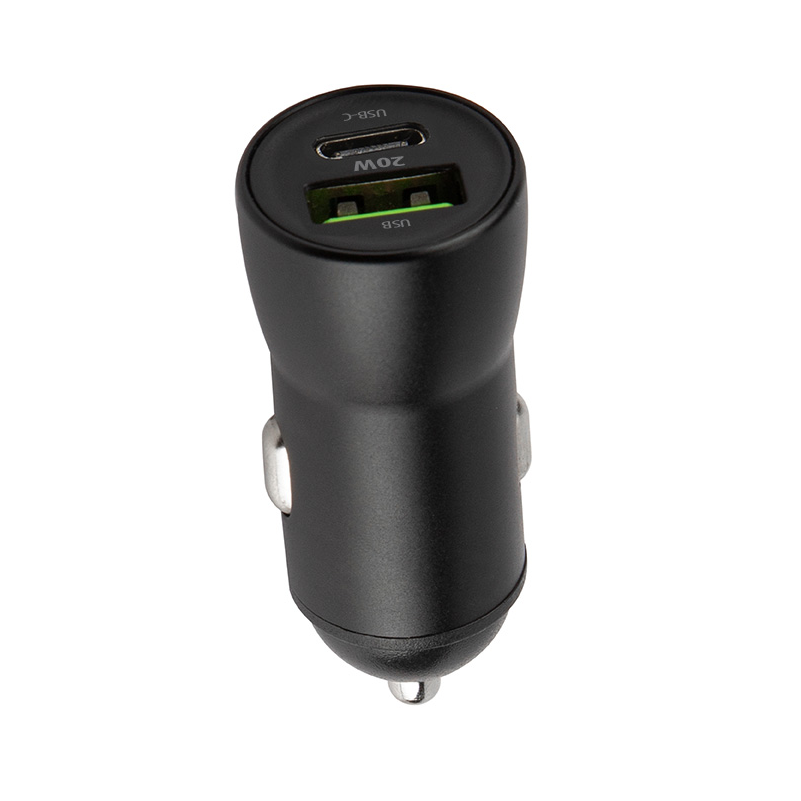 Carregador Automóvel com Cabo Lightning MaXlife MXCC-04, 20W, 3A, 1 x USB-A - 1 x USB-C, Preto