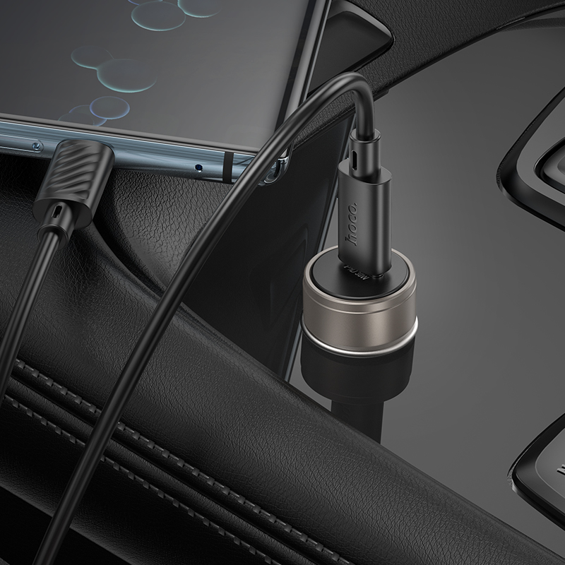 Carregador Automóvel Com Cabo USB-C HOCO Z57, 30W, 3A, 1 x USB-C, Cinzento