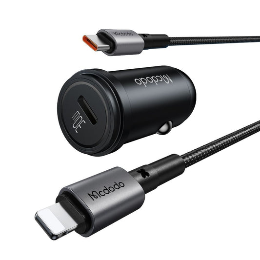Carregador Auto com Cabo Lightning McDodo CC-7492 Obsidian, 30W, 3A, 1 x USB-C, Preto