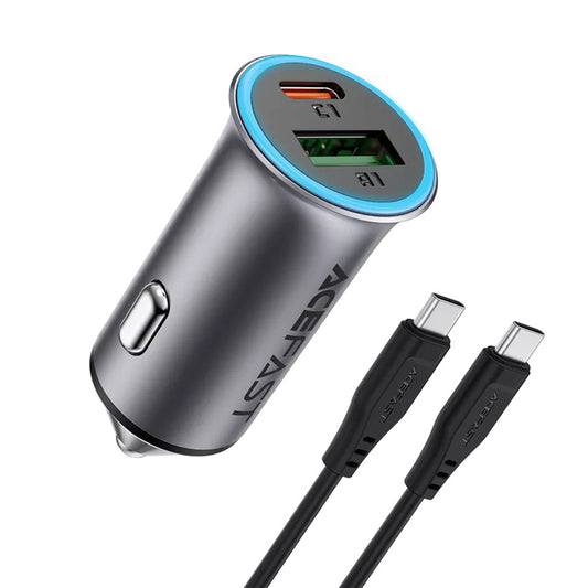 Carregador Auto com Cabo USB-C Acefast B16, 95W, 3.25A, 1 x USB-A - 1 x USB-C, Cinzento