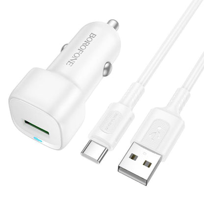 Carregador Auto com Cabo USB-C Borofone BZ34 Cloud, 18W, 3A, 1 x USB-A, Branco