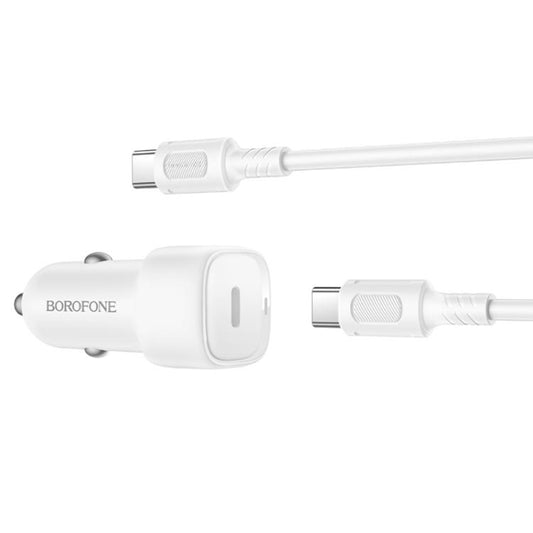 Carregador de Carro com Cabo USB-C Borofone BZ34A Cloud, 20W, 3A, 1 x USB-C, Branco