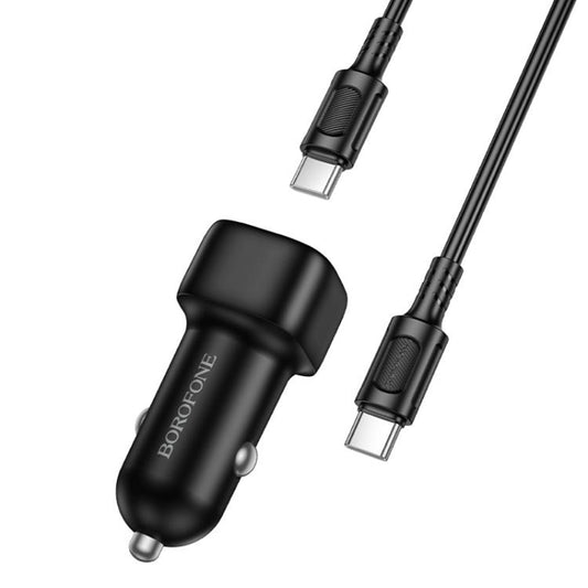 Carregador de Carro com Cabo USB-C Borofone BZ34B Cloud, 20W, 3A, 1 x USB-A - 1 x USB-C, Preto