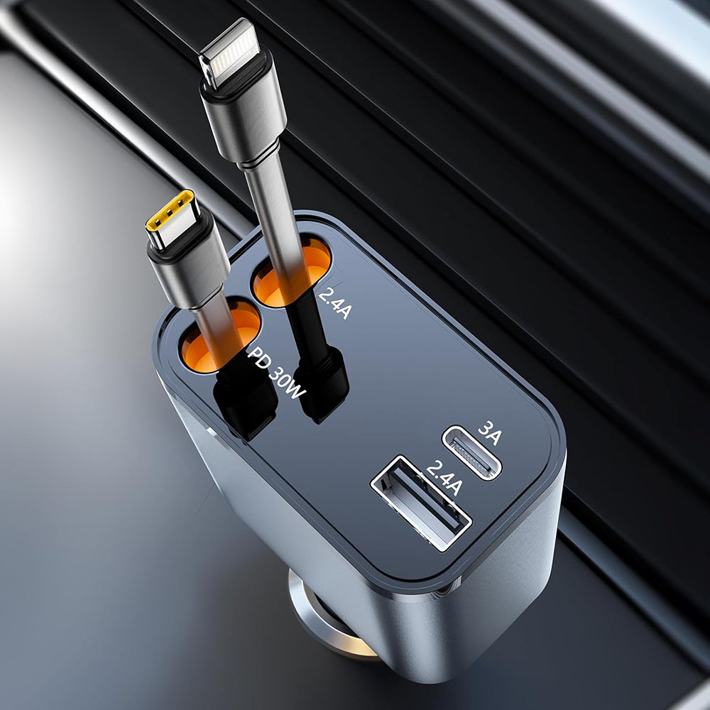 Carregador Auto com Cabo USB-C / Lightning Techsuit C1 NanoVoltX, 69W, 3A, 1 x USB-A - 1 x USB-C, Cinzento