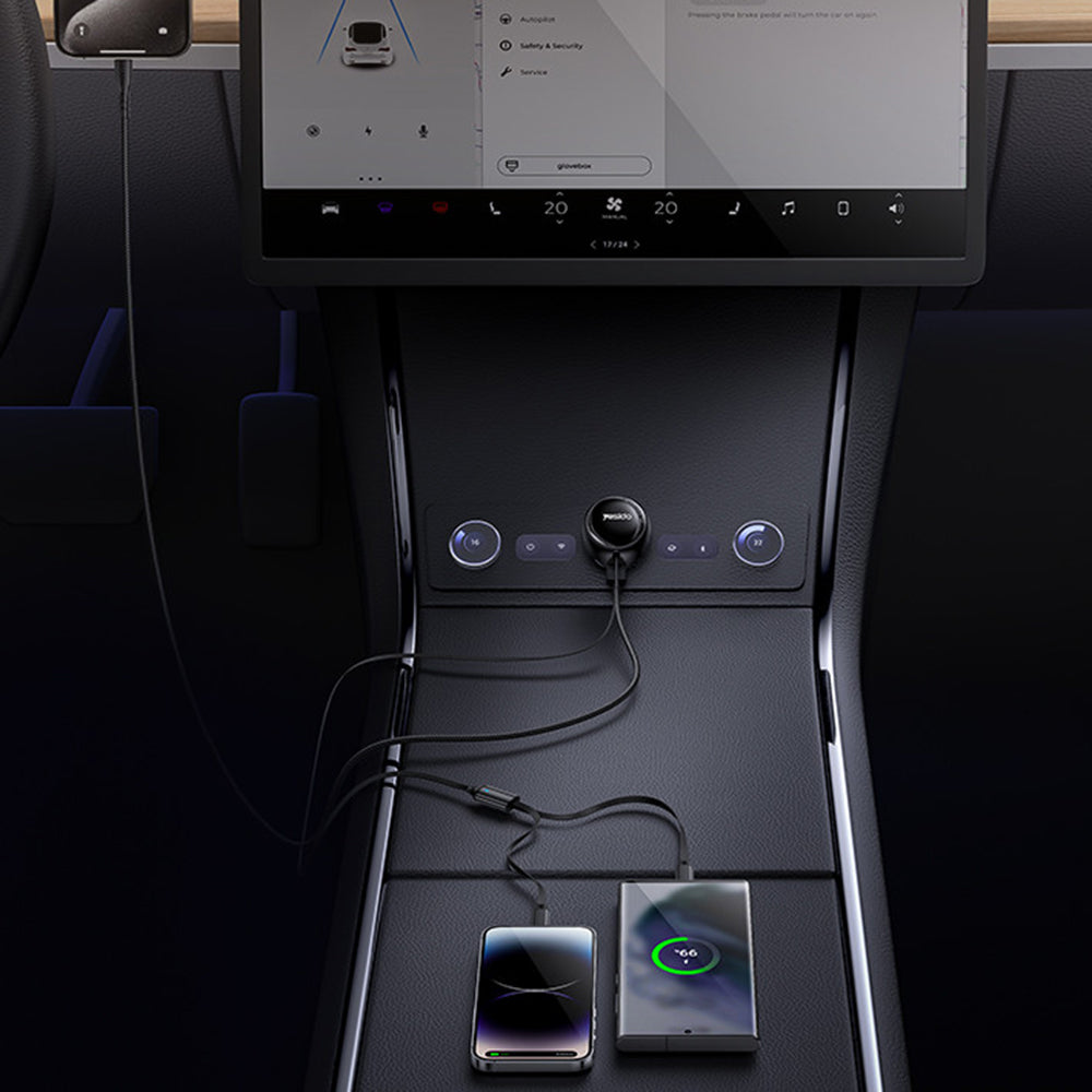 Carregador Automóvel com Cabo USB-C / Lightning Yesido Y61, 53W, 3A, 1 x USB-A, Preto