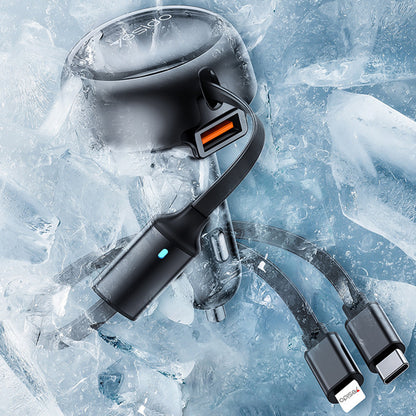 Carregador Automóvel com Cabo USB-C / Lightning Yesido Y61, 53W, 3A, 1 x USB-A, Preto