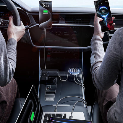 Carregador Auto com Cabo USB-C Lisen, 101W, 3.25A, 1 x USB-A - 3 x USB-C, Preto YL0223120021