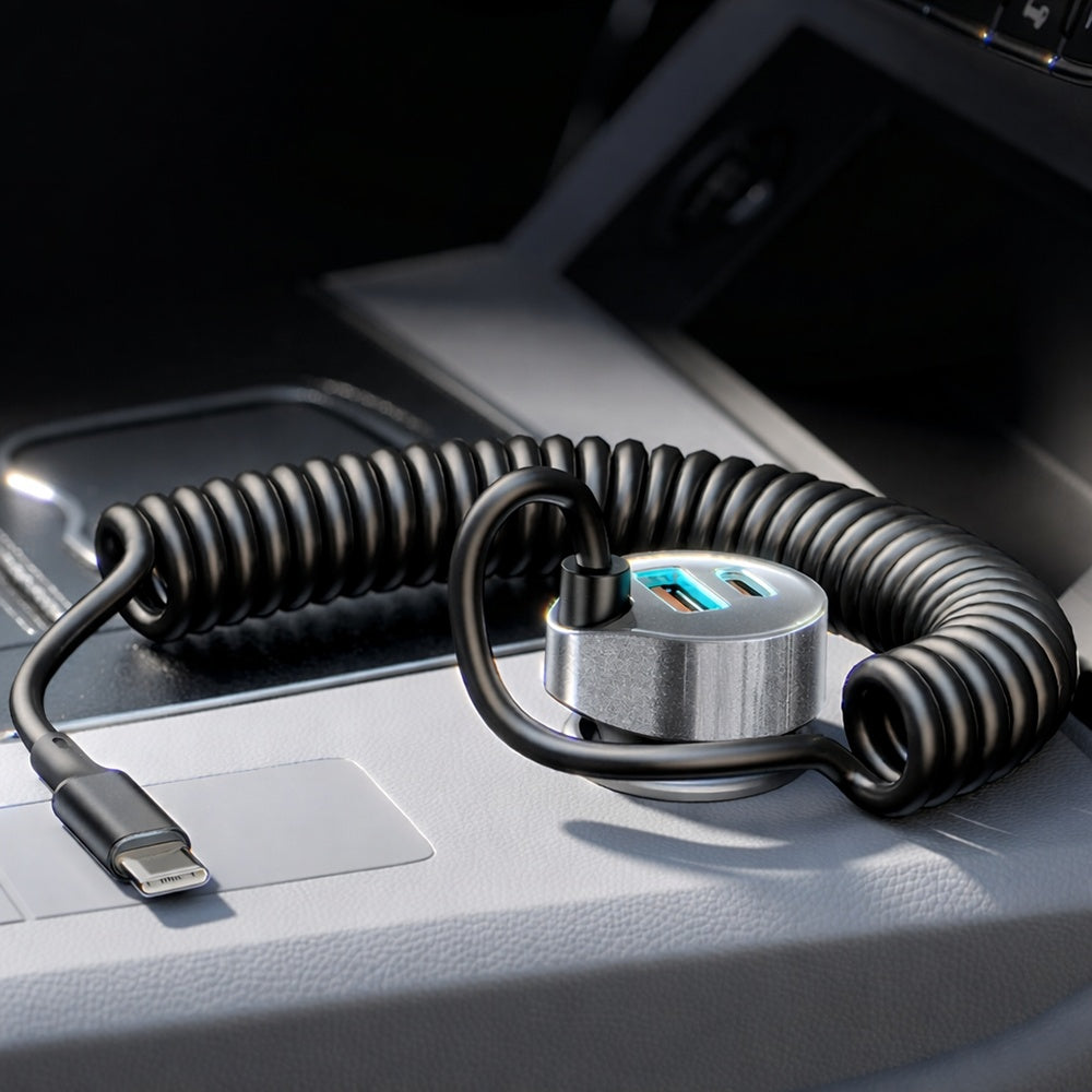 Carregador Auto com Cabo USB-C Lisen, 90W, 3A, 1 x USB-A - 1 x USB-C, Preto YL0223120020