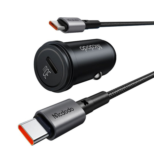 Carregador Auto com Cabo USB-C McDodo CC-7493 Obsidian, 30W, 3A, 1 x USB-C, Preto