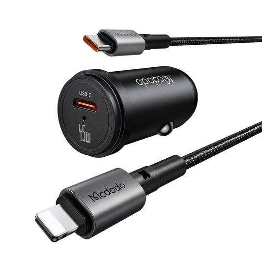 Carregador Automóvel com Cabo USB-C Mcdodo CC-7495, 45W, 3A, 1 x USB-C, Preto