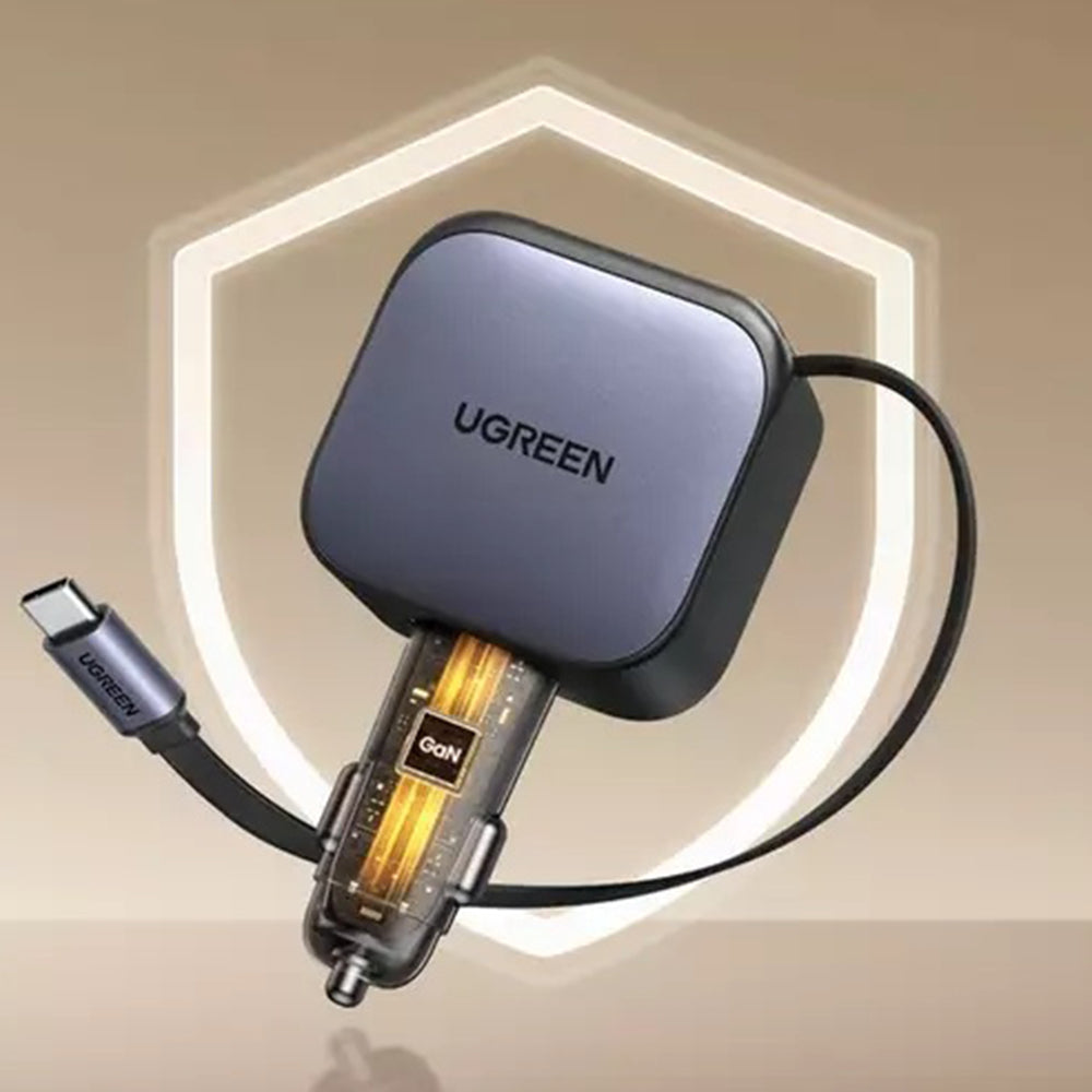 Carregador Automóvel Com Cabo USB-C UGREEN EC603, 90W, 3A, 1 x USB-A - 1 x USB-C, Cinzento