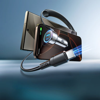 Carregador Automóvel com Fio USB-C Joyroom JR-CL07, 72W, 3A, 1 x USB-A - 1 x USB-C, Preto