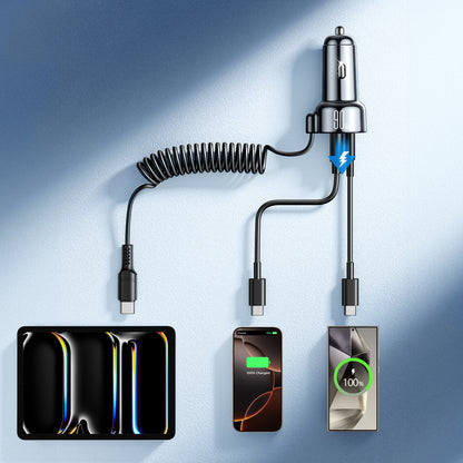 Carregador Automóvel com Fio USB-C Joyroom JR-CL07, 72W, 3A, 1 x USB-A - 1 x USB-C, Preto