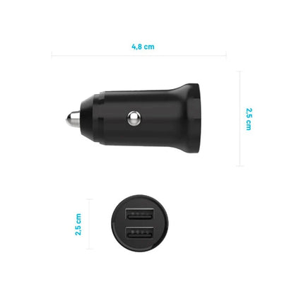 Carregador Auto Fixed, 15.5W, 3A, 2 x USB-A, Preto