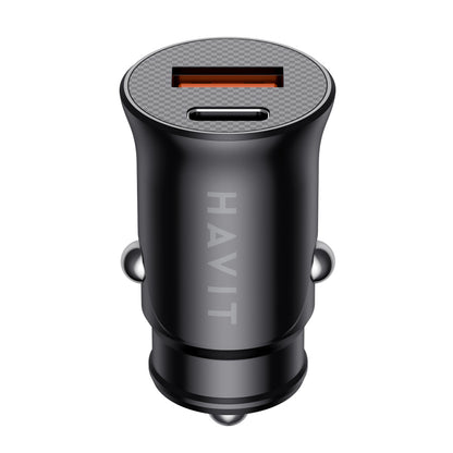 Carregador Auto HAVIT CC2022, 20W, 3A, 1 x USB-A - 1 x USB-C, Preto
