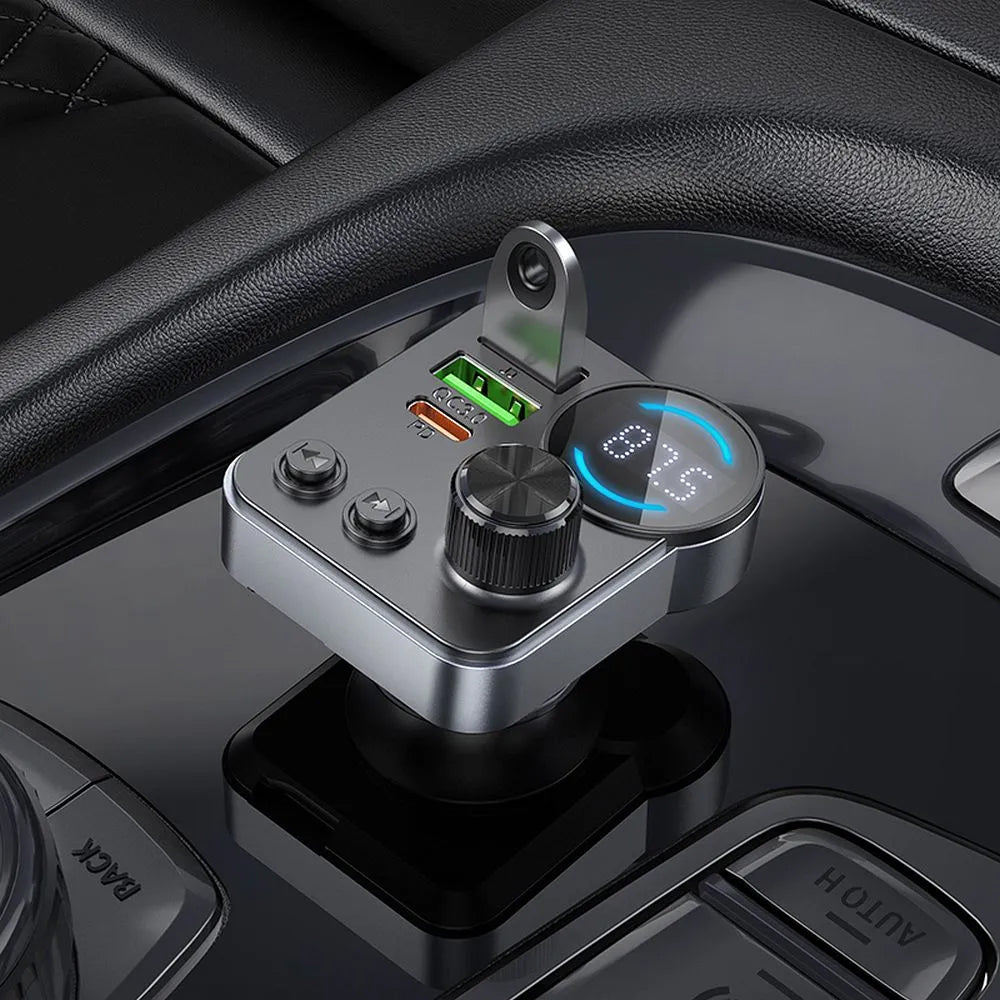 Modulador FM Bluetooth HOCO E86, 2 x USB-A - 1 x USB-C - 1 x microSD