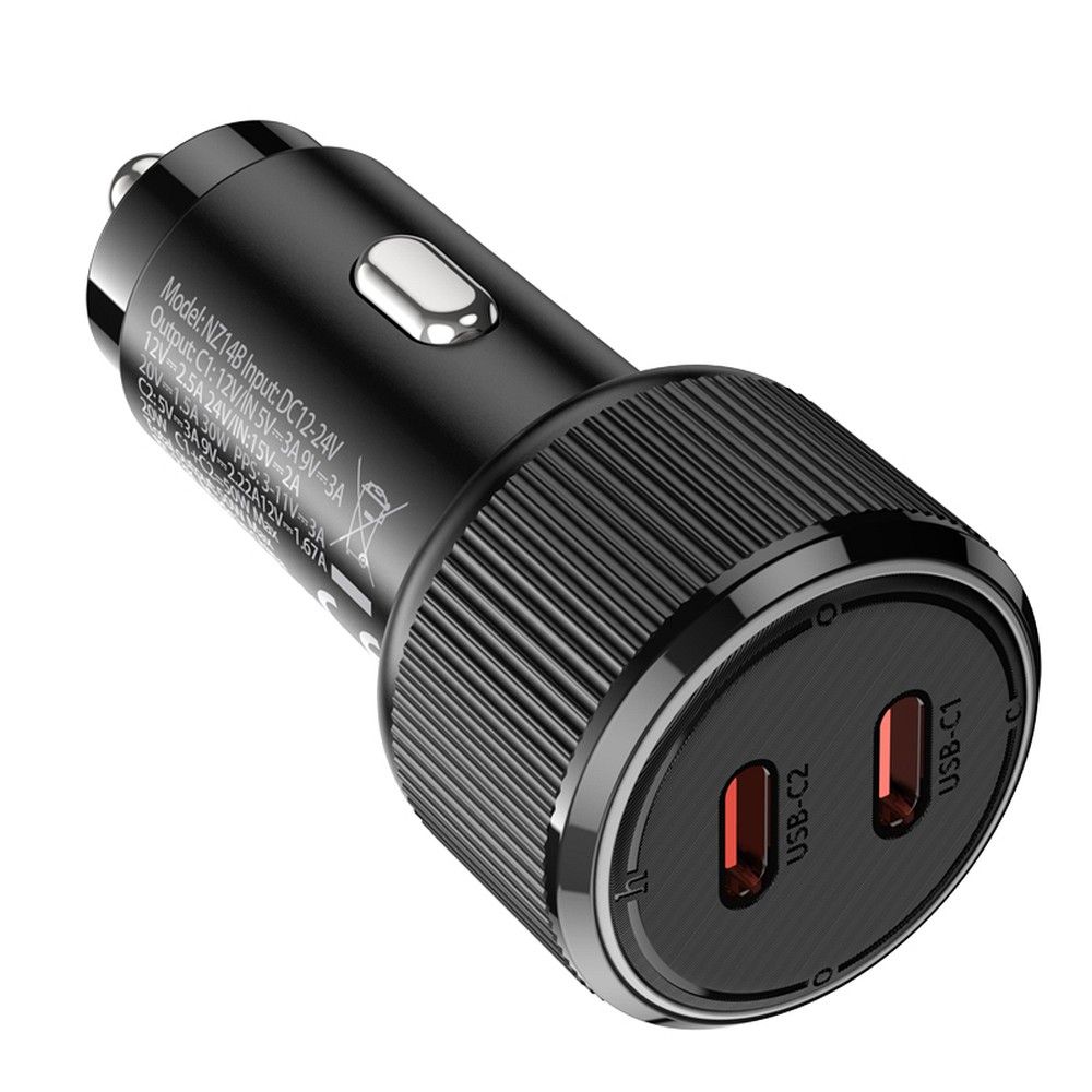 Carregador Auto HOCO NZ14B, 50W, 3A, 2 x USB-C, Preto