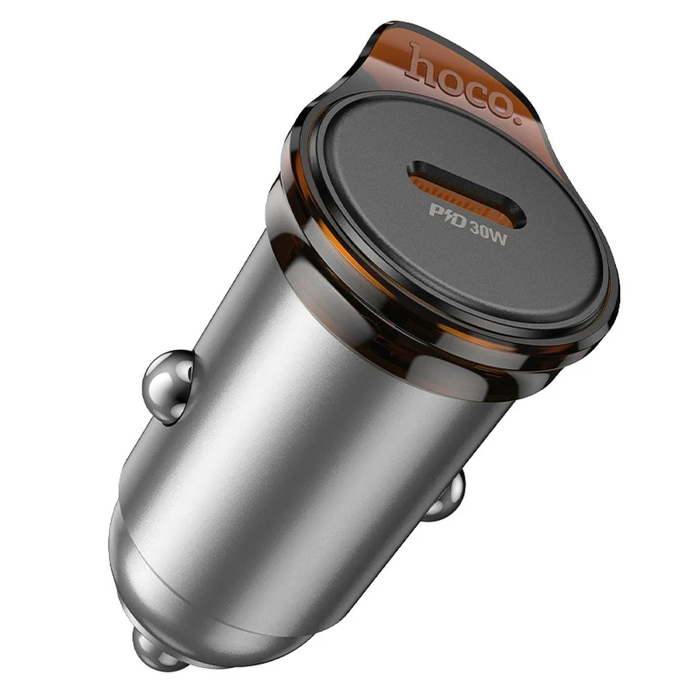 Carregador Auto HOCO NZ16, 30W, 3A, 1 x USB-C, Cinzento
