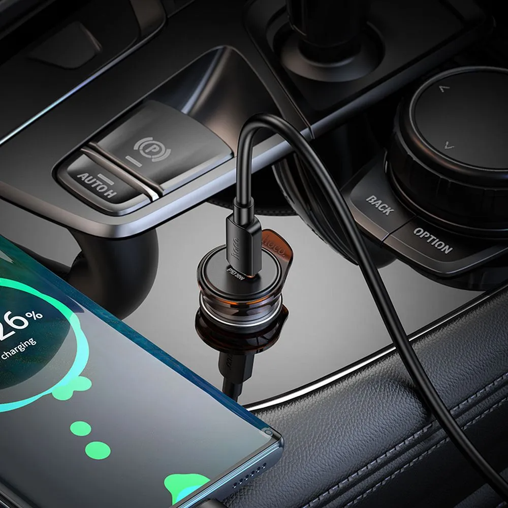 Carregador Auto HOCO NZ16, 30W, 3A, 1 x USB-C, Cinzento