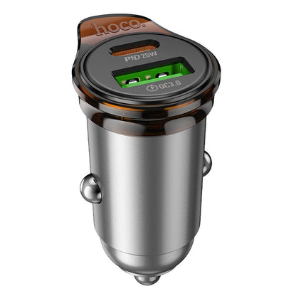 Carregador Auto HOCO NZ16A, 43W, 3A, 1 x USB-A - 1 x USB-C, Cinzento