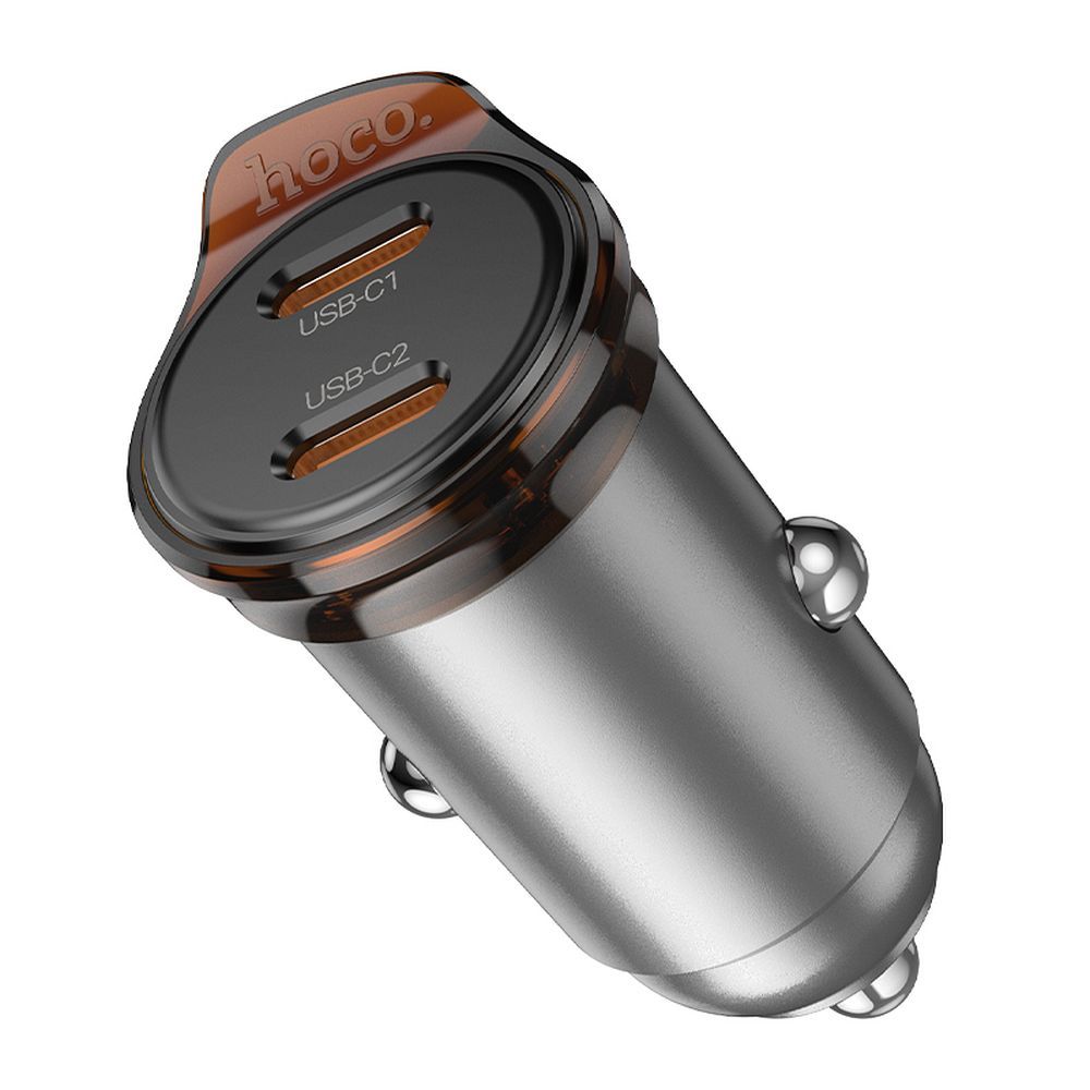 Carregador Auto HOCO NZ16B, 45W, 3A, 2 x USB-C, Cinzento