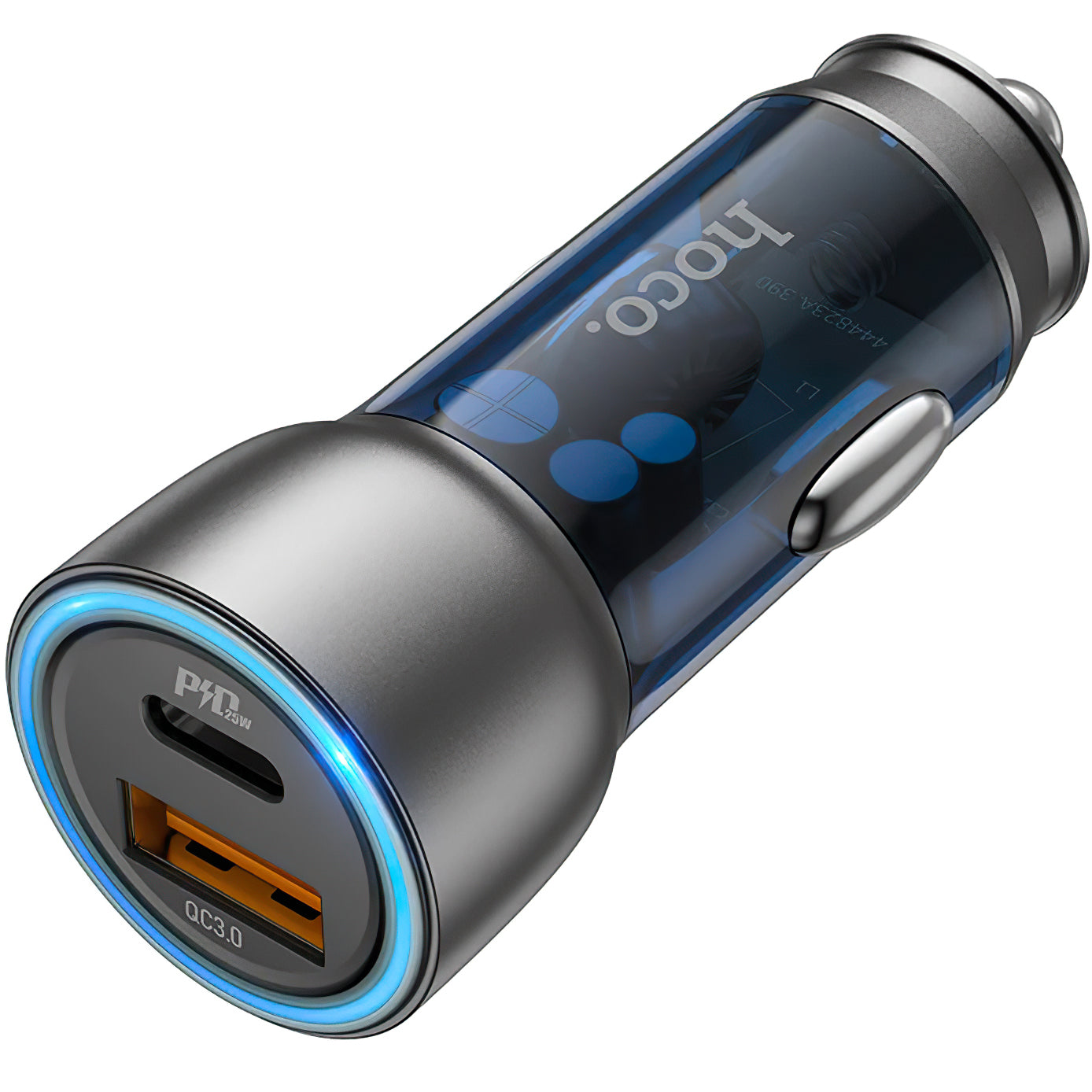 Carregador de isqueiro HOCO NZ8, 43W, 3A, 1 x USB-A - 1 x USB-C, azul