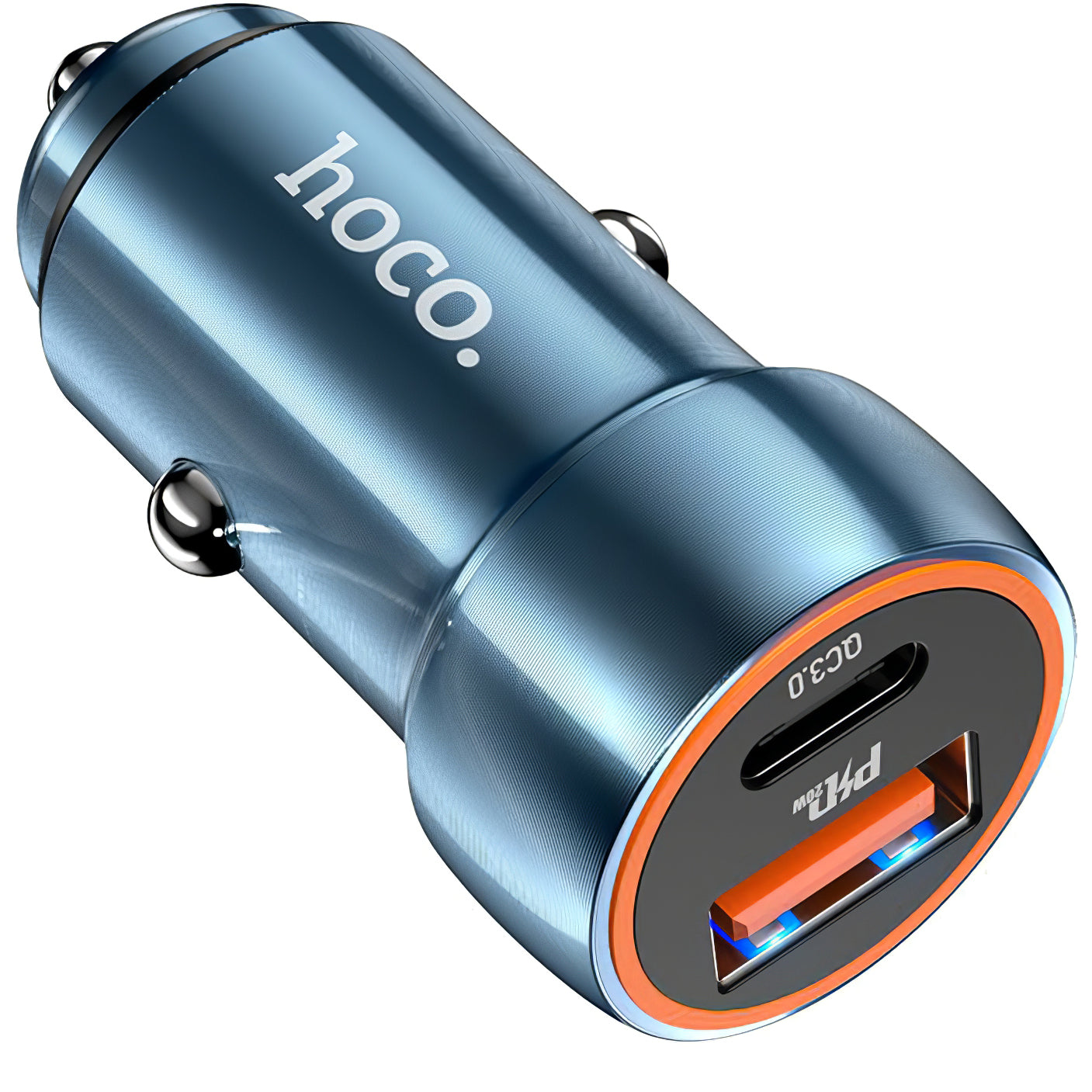 Carregador Auto HOCO Z46A, 20W, 3A, 1 x USB-A - 1 x USB-C, Azul
