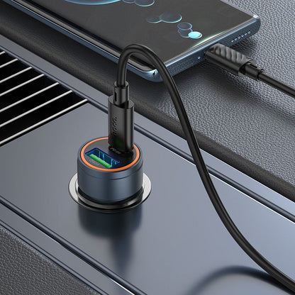 Carregador de Carro HOCO Z57A, 30W, 3A, 1 x USB-A - 1 x USB-C, Cinzento