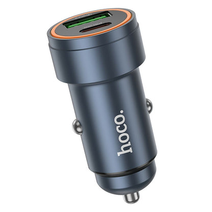 Carregador de Carro HOCO Z57A, 30W, 3A, 1 x USB-A - 1 x USB-C, Cinzento
