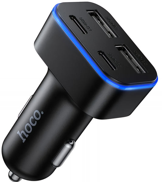 Carregador Auto HOCO Z63, 42W, 3A, 2 x USB-A - 2 x USB-C, Preto