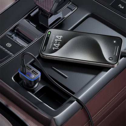 Carregador Auto HOCO Z63A Display, 42W, 3A, 1 x USB-C - 2 x USB-A, Preto