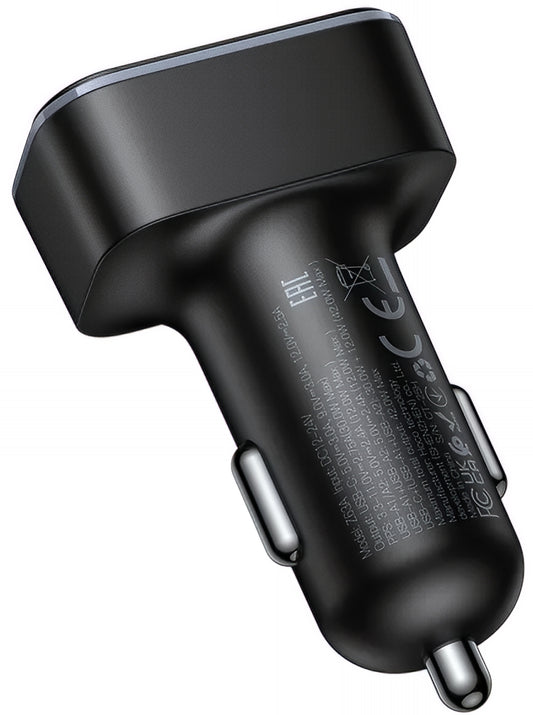Carregador Auto HOCO Z63A Display, 42W, 3A, 1 x USB-C - 2 x USB-A, Preto