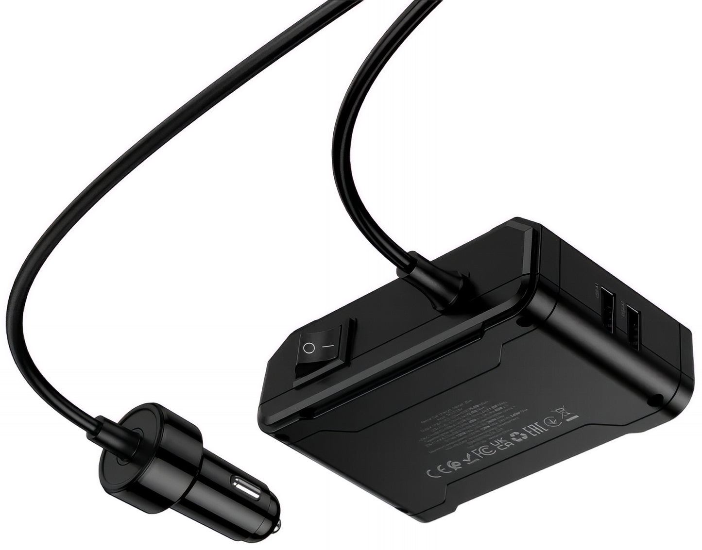 Carregador Auto HOCO Z64, 15.5W, 3.1A, 2 x USB-A - 2 x USB-C - 3 x Extensão Isqueiro, Preto
