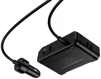 Carregador Auto HOCO Z64, 15.5W, 3.1A, 2 x USB-A - 2 x USB-C - 3 x Extensão Isqueiro, Preto
