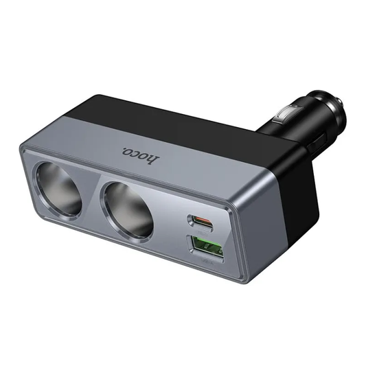 Carregador Automóvel HOCO Z65B, 240W, 1 x USB-A - 1 x USB-C - 2 x Extensão Isqueiro, Preto